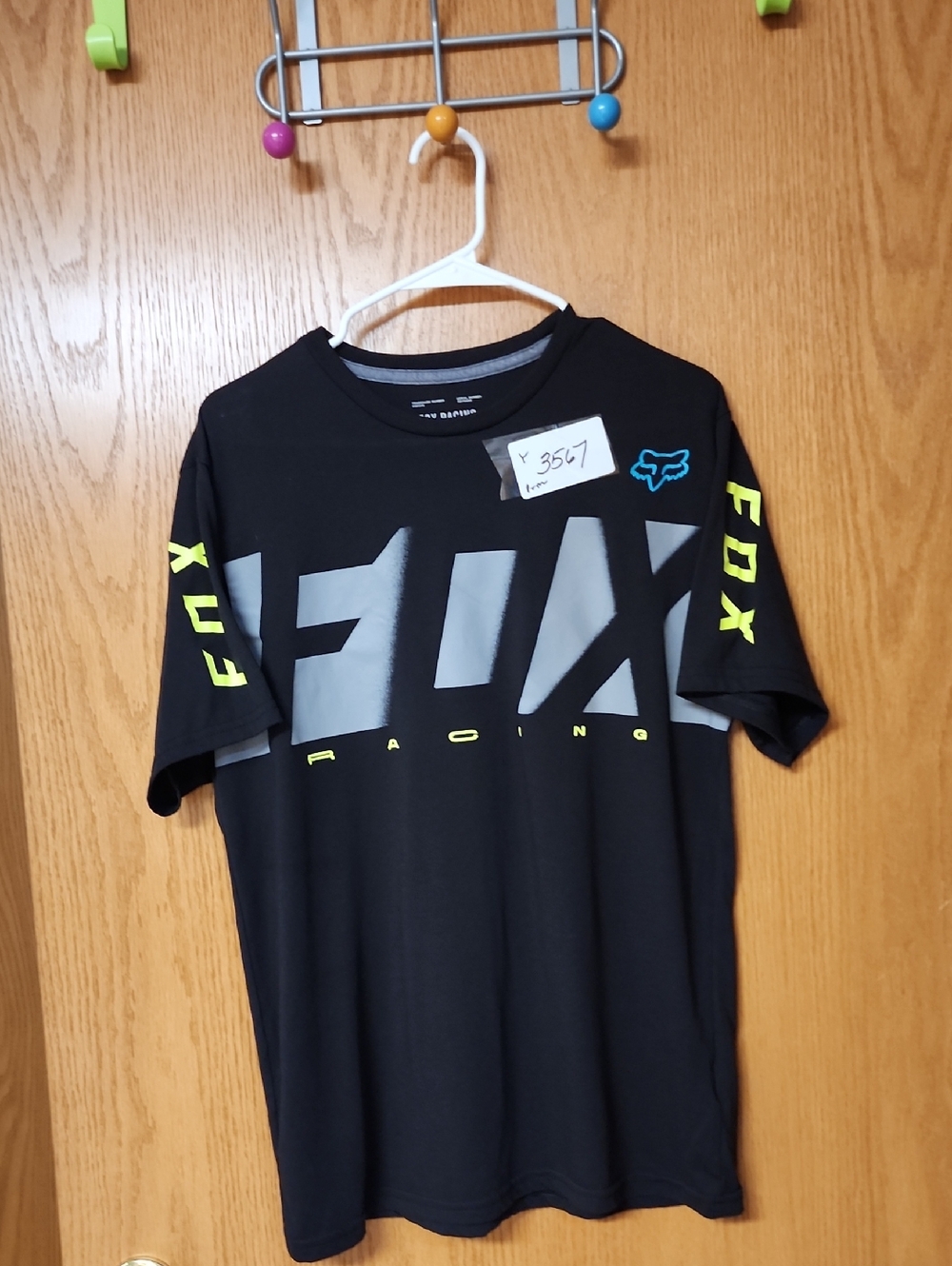 Fox Racing Men’s Black Tee with Neon Yellow and Gray Graphics M number 3567